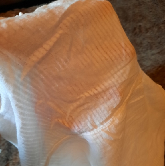 Babydoll Semi Sheer White Ruffled Neck Mossimo Company Blouse - Picture 7 of 7